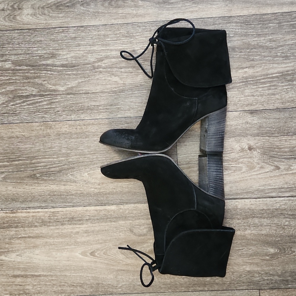 Free People Mila Women's Ankle Boots Heels Black Suede Fold Over EU 36 US 6 - Picture 10 of 12